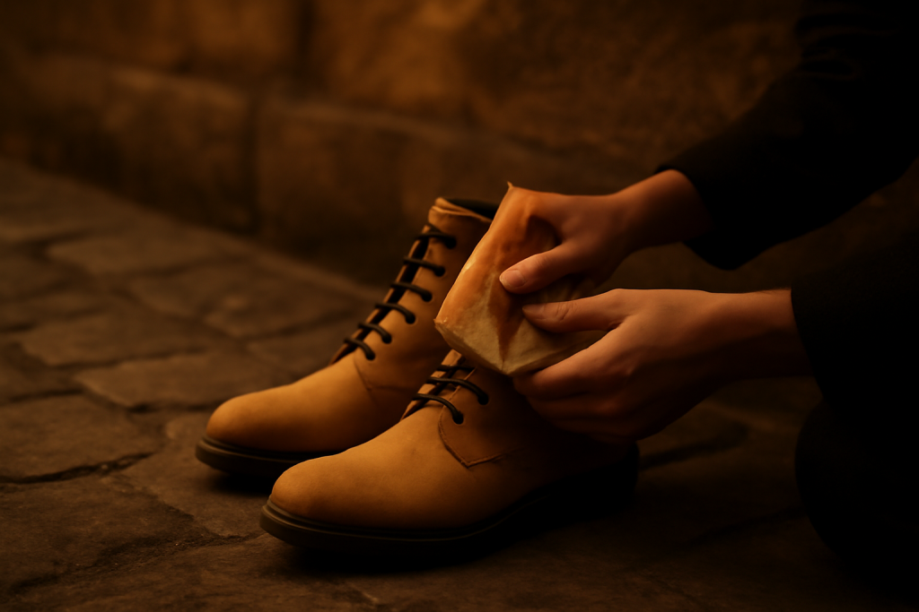 Comment nettoyer des boots beige après la pluie ?