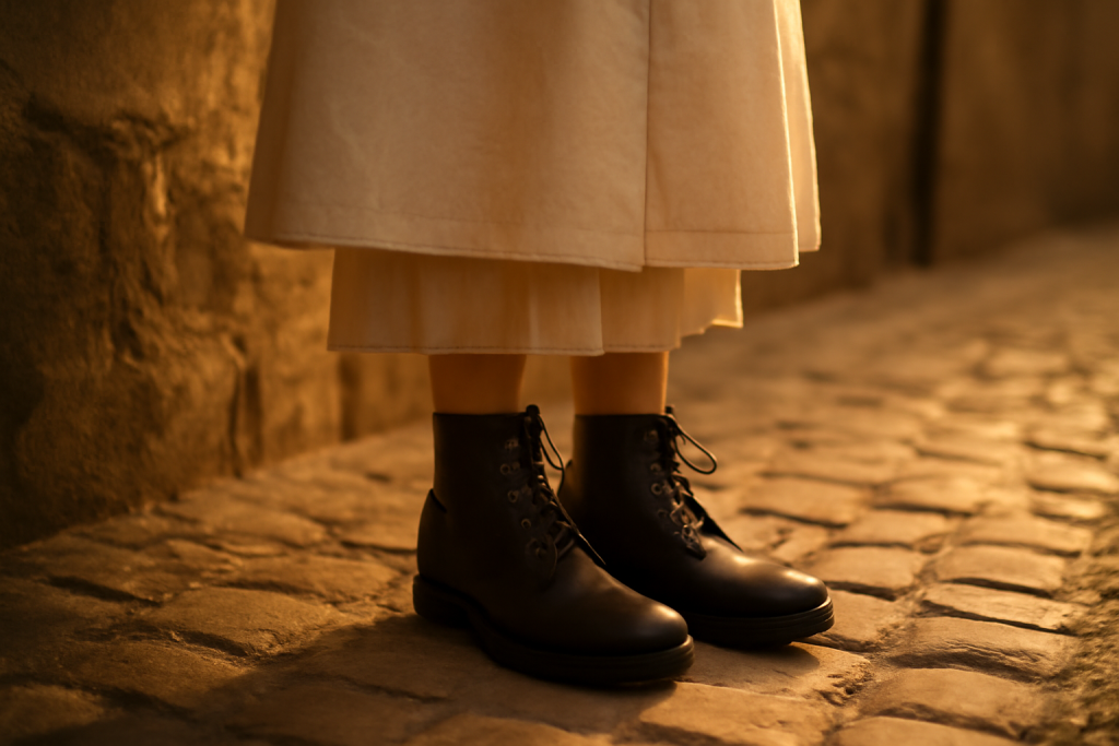 Comment porter des boots avec une tenue claire ?